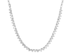 White Lab-grown Diamond H SI Rhodium Over Sterling Silver Station Necklace 1.00ctw