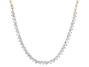 White Lab-grown Diamond H SI 14K Yellow Gold Over Sterling Silver Station Necklace 1.00ctw