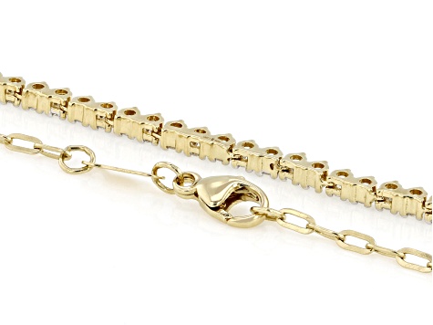 White Lab-grown Diamond H SI 14K Yellow Gold Over Sterling Silver Station Necklace 1.00ctw