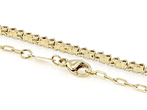 White Lab-grown Diamond H SI 14K Yellow Gold Over Sterling Silver Station Necklace 1.00ctw