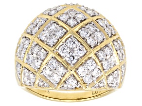 White Lab-grown Diamond H SI 14K Yellow Gold Over Sterling Silver Dome Ring 2.00ctw