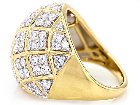 White Lab-grown Diamond H SI 14K Yellow Gold Over Sterling