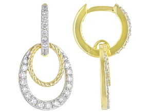 White Lab-Grown Diamond G-H SI Rhodium & 18k Yellow Gold Over Silver Rope Design Earrings 0.50ctw