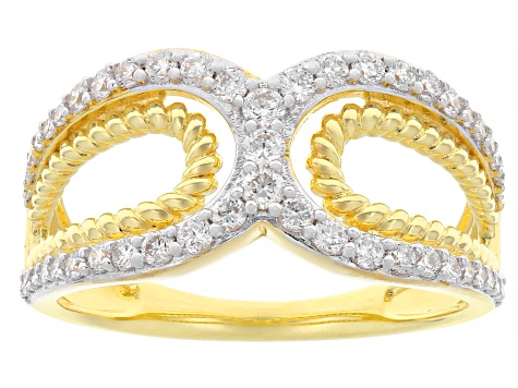 White Lab-Grown Diamond H SI 14K Yellow Gold Over Silver