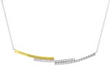 White Lab-grown Diamond G-H SI 18K Gold and Rhodium Over Silver Rope Design Bar Necklace 0.20ctw