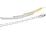 White Lab-grown Diamond G-H SI 18K Gold and Rhodium Over Silver Rope Design Bar Necklace 0.20ctw