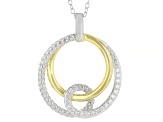 White Lab-grown Diamond G-H SI 18K Gold and Rhodium Over Silver Rope Design Pendant W/ Chain 0.20ctw