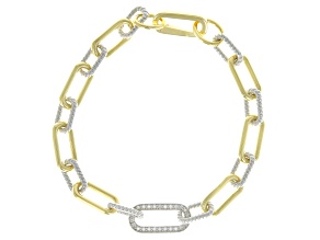 White Lab-grown Diamond G-H SI 18K Gold and Rhodium Over Silver Rope Design Bracelet 0.25ctw