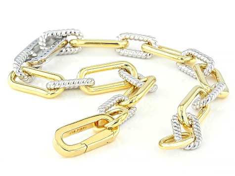 White Lab-grown Diamond G-H SI 18K Gold and Rhodium Over Silver Rope Design Bracelet 0.25ctw