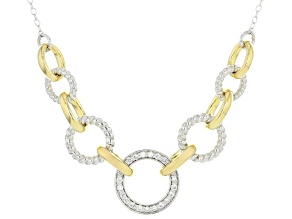 White Lab-grown Diamond G-H SI 18K Gold and Rhodium Over Silver Rope Design Station Necklace 0.20ctw