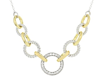 Picture of White Lab-grown Diamond G-H SI 18K Gold and Rhodium Over Silver Rope Design Station Necklace 0.20ctw