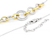 White Lab-grown Diamond G-H SI 18K Gold and Rhodium Over Silver Rope Design Station Necklace 0.20ctw
