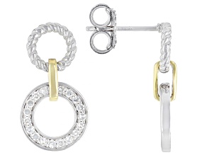 White Lab-grown Diamond G-H SI 18K Gold and Rhodium Over Silver Rope Design Earrings 0.33ctw