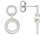 White Lab-grown Diamond G-H SI 18K Gold and Rhodium Over Silver Rope Design Earrings 0.33ctw