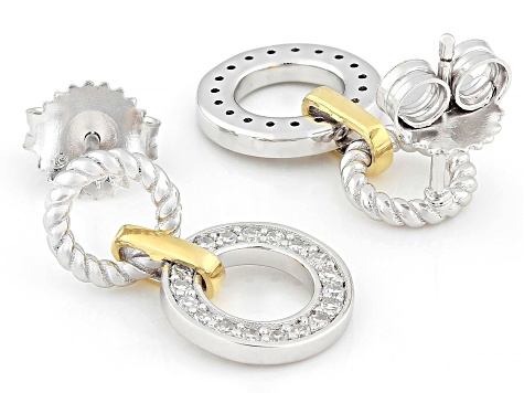 White Lab-grown Diamond G-H SI 18K Gold and Rhodium Over Silver Rope Design Earrings 0.33ctw