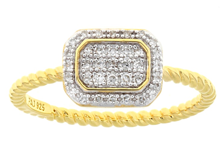 White Lab-grown Diamond G-H SI 18K Gold Over Silver Rope Design Cluster Ring 0.10ctw