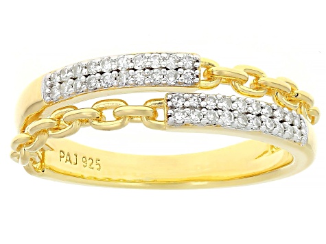 White Lab-grown Diamond G-H SI 18K Yellow Gold Over Sterling Silver Bypass Ring 0.20ctw