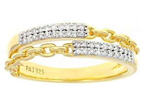 White Lab-grown Diamond G-H SI 18K Yellow Gold Over Sterling Silver Bypass Ring 0.20ctw