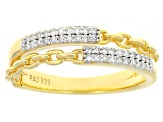 White Lab-grown Diamond G-H SI 18K Yellow Gold Over Sterling Silver Bypass Ring 0.20ctw