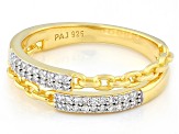 White Lab-grown Diamond G-H SI 18K Yellow Gold Over Sterling Silver Bypass Ring 0.20ctw