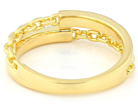 White Lab-grown Diamond G-H SI 18K Yellow Gold Over Sterling Silver Bypass Ring 0.20ctw