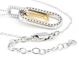 White Lab-grown Diamond G-H SI 18K Gold and Rhodium Over Silver Rope Design Pendant W/ Chain 0.33ctw