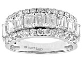 White Emerald Cut and Round Lab-Grown Diamond H SI1 10K White Gold Band Ring 2.50ctw