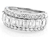 White Emerald Cut and Round Lab-Grown Diamond H SI1 10K White Gold Band Ring 2.50ctw