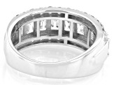 White Emerald Cut and Round Lab-Grown Diamond H SI1 10K White Gold Band Ring 2.50ctw