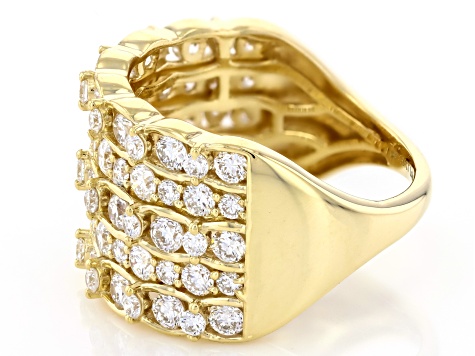 White Lab-Grown Diamond H SI1 10K Yellow Gold Ring 2.50ctw