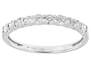 White Lab-Grown Diamond Rhodium Over Sterling Silver Band Ring 1.00ctw