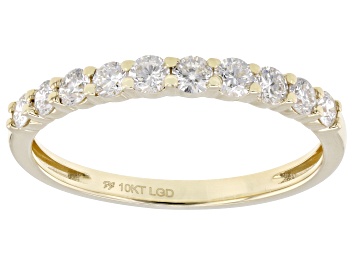 Picture of White Lab-Grown Diamond H SI1 10K Yellow Gold Ring 0.50ctw
