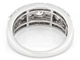 Round and Baguette White Lab-Grown Diamond G-H SI Rhodium Over Sterling Silver Ring 1.45ctw