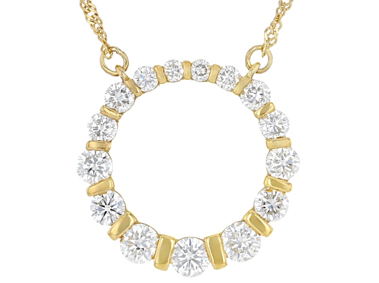 White Lab-Grown Diamond G-H SI 14K Yellow Gold Over Sterling Silver Circle Necklace 2.00ctw