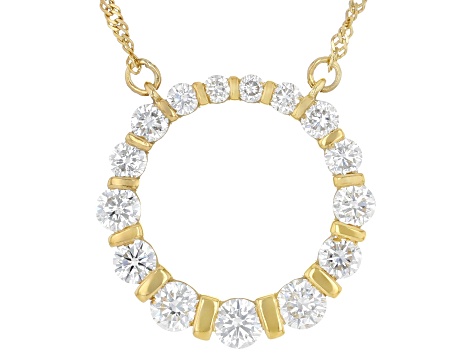 White Lab-Grown Diamond G-H SI 14K Yellow Gold Over Sterling Silver Circle Necklace 2.00ctw