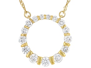 White Lab-Grown Diamond G-H SI 14K Yellow Gold Over Sterling Silver Circle Necklace 2.00ctw
