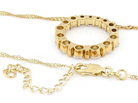 White Lab-Grown Diamond G-H SI 14K Yellow Gold Over Sterling Silver Circle Necklace 2.00ctw