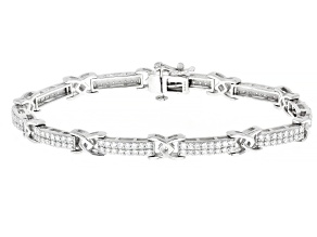 White Lab-Grown Diamond G-H SI Rhodium Over Sterling Silver Tennis Bracelet 2.45ctw