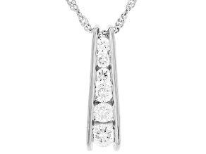 White Lab-Grown Diamond G-H SI Rhodium Over Sterling Silver Pendant With Chain 0.60ctw
