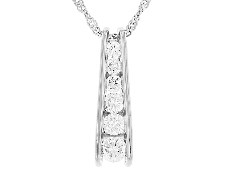 White Lab-Grown Diamond G-H SI Rhodium Over Sterling Silver Pendant With Chain 0.60ctw