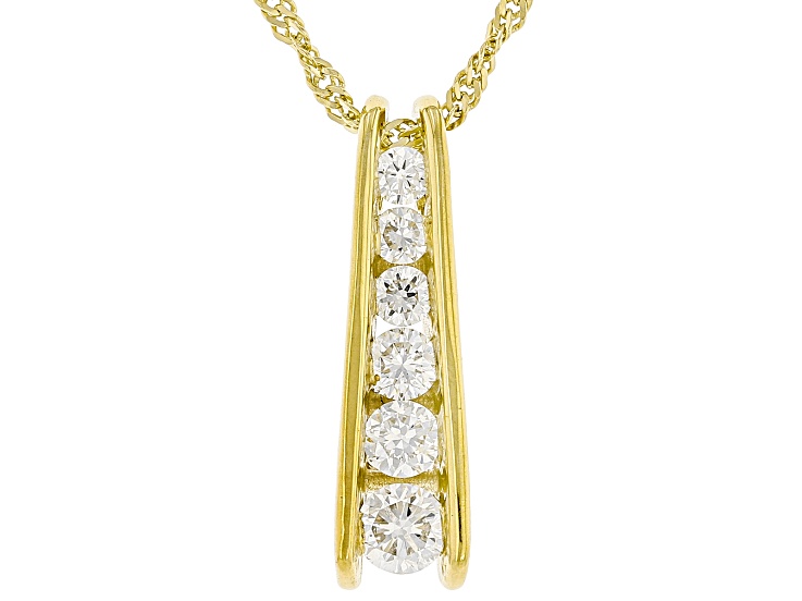 White Lab-Grown Diamond G-H SI 14K Yellow Gold Over Sterling