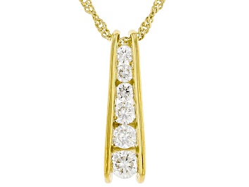 White Lab-Grown Diamond H SI 14k Yellow Gold Over Sterling Silver Pendant With 18" Chain 0.75ct