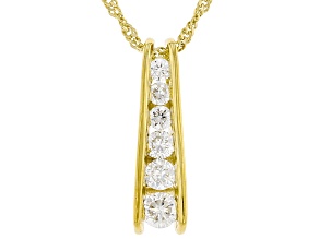 White Lab-Grown Diamond G-H SI 14K Yellow Gold Over Sterling Silver Pendant With Chain 0.60ctw
