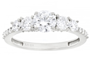 White Lab-grown Diamond G-H SI Rhodium Over Silver Ring 1.33ctw