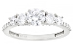 White Lab-grown Diamond G-H SI Rhodium Over Silver Ring 1.33ctw