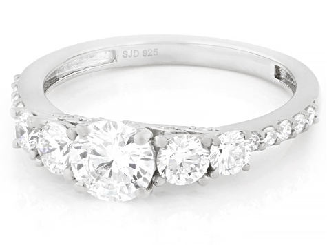 White Lab-grown Diamond G-H SI Rhodium Over Silver Ring 1.33ctw
