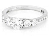 White Lab-grown Diamond G-H SI Rhodium Over Silver Ring 1.33ctw