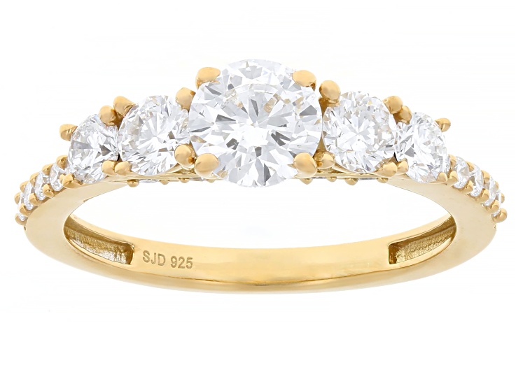 White Lab-grown Diamond G-H SI 14K Yellow Gold Over Silver Ring 1.33ctw