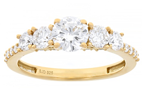 White Lab-grown Diamond G-H SI 14K Yellow Gold Over Silver Ring 1.33ctw