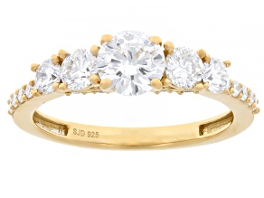 White Lab-grown Diamond G-H SI 14K Yellow Gold Over Silver Ring 1.33ctw